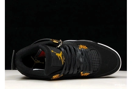 “ROYALTY” MENS JORDAN METALLIC GOLD-WHITE AIR 4 BLACK 1113